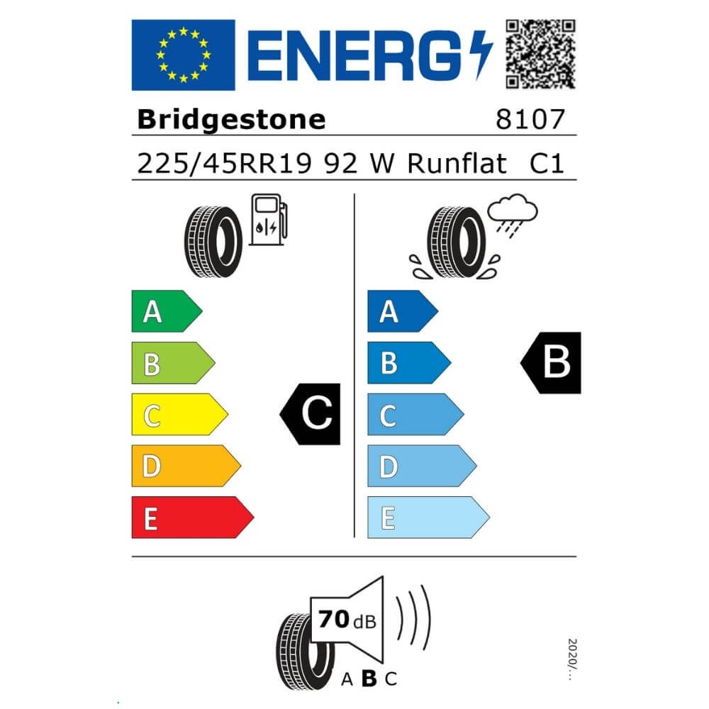 Bridgestone Potenza S001 225 45 R19 92W RFT X Reifenlabel Bridgestone Potenza S001 225 45 R19 92W RFT X Reifenlabel