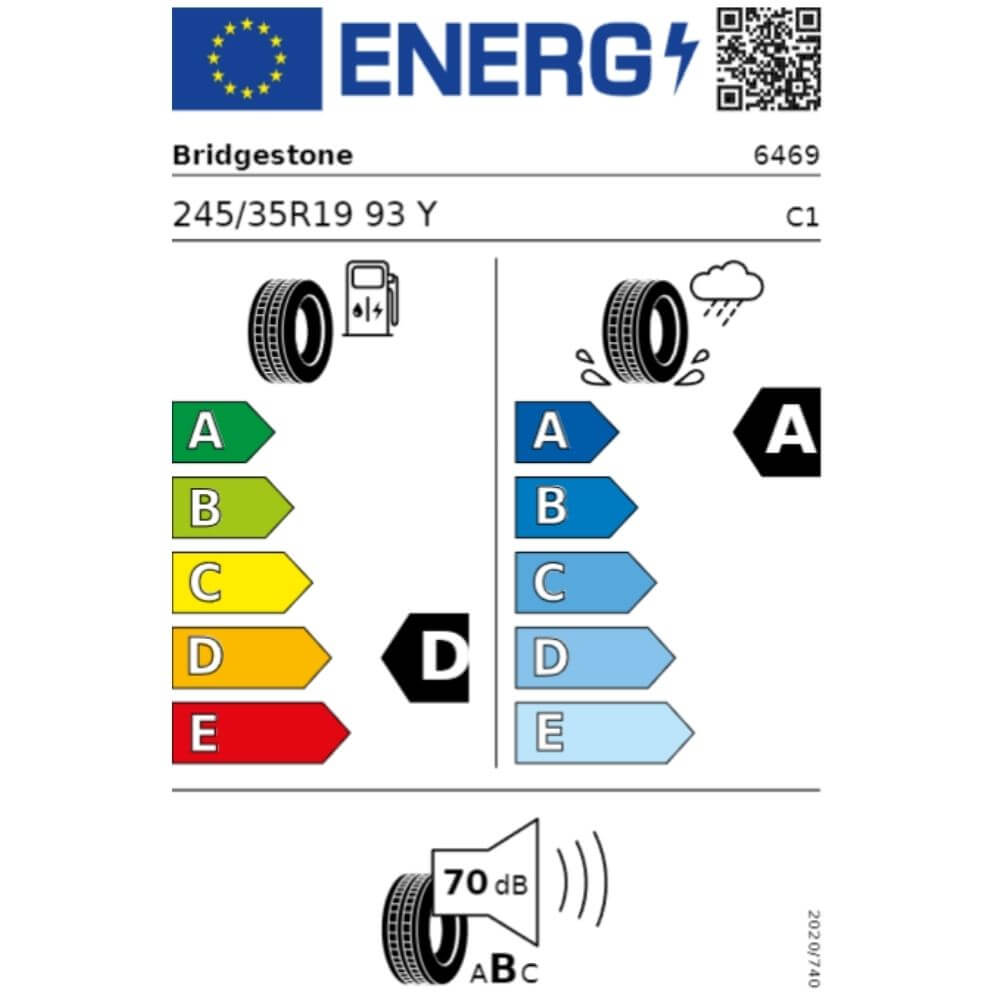 Bridgestone Potenza S001 245 35 R19 93Y XL Reifenlabel Bridgestone Potenza S001 245 35 R19 93Y XL Reifenlabel