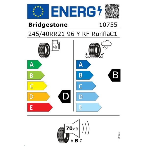 Bridgestone Potenza S001 245 40 R21 96Y RFT Reifenlabel