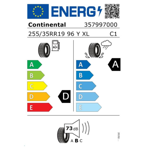 Continental SportContact 6 255 35 R19 96Y XL FR RO1 Reifenlabel