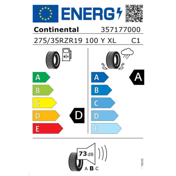 Continental SportContact 6 275 35 ZR19 100Y XL FR DA75 Reifenlabel