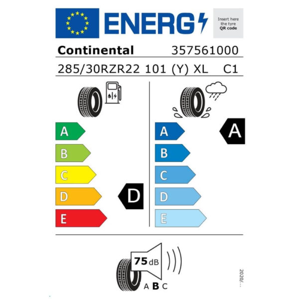 Continental SportContact 6 285 30 ZR22 101Y AO SIL Reifenlabel