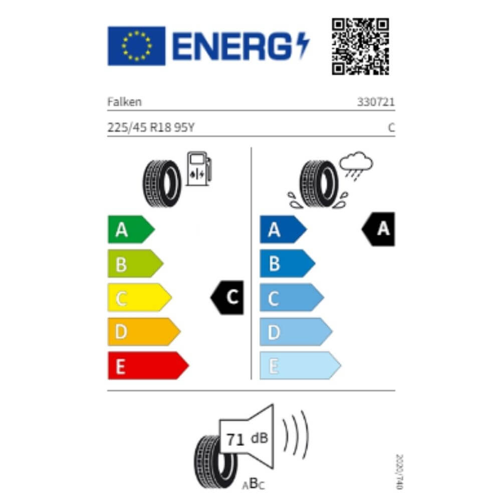 Falken Azenis FK510 225 45 RF18 95Y XL RFT Reifenlabel Falken Azenis FK510 225 45 RF18 95Y XL RFT Reifenlabel