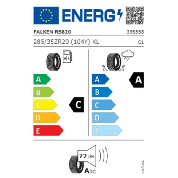 Falken Azenis RS820 285 35 ZR20 104Y XL Reifenlabel