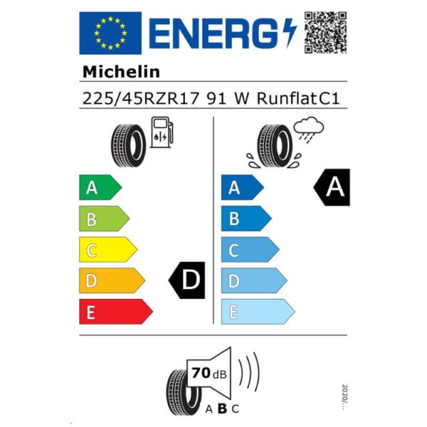 Michelin Pilot Sport 4 22545ZR17 91W ZP RG DA70 Reifenlabel