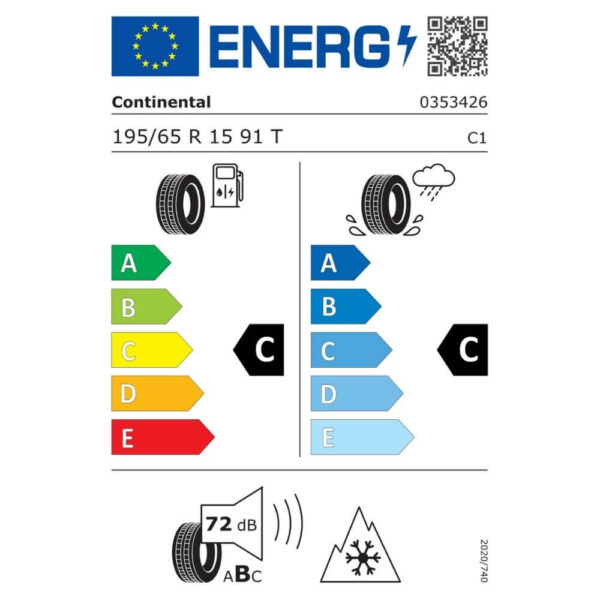 Continental WinterContact TS 850 195 65 R15 91T Reifenlabel