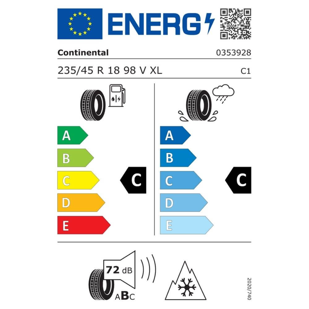 Continental WinterContact TS 850 P 235 45 R18 98V XL FR Reifenlabel Continental WinterContact TS 850 P 235 45 R18 98V XL FR Reifenlabel