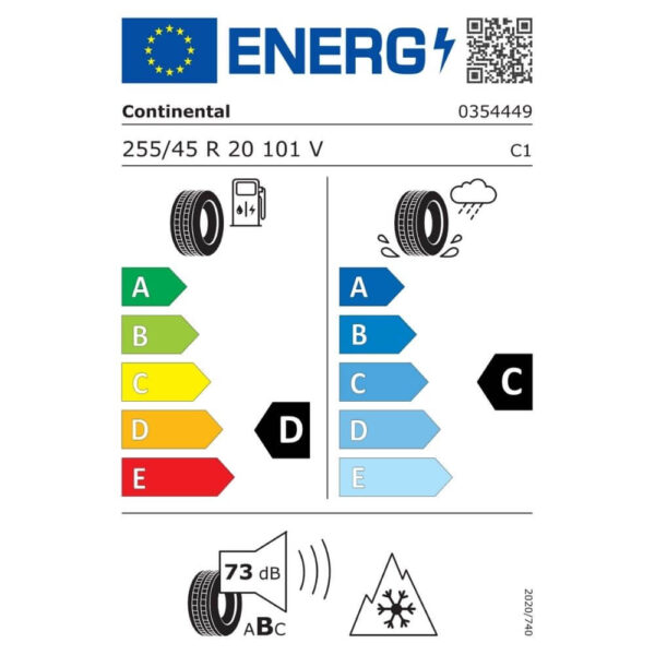 Continental WinterContact TS 850 P SUV 255 45 R20 101V AO Reifenlabel