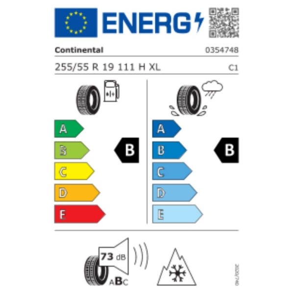 Continental WinterContact TS 850 P SUV 255 55 R19 111H XL AO Reifenlabel