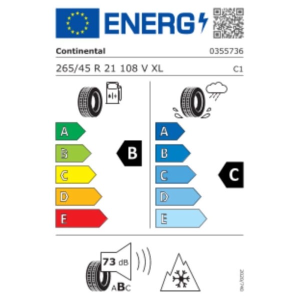 Continental WinterContact TS 860 S 265 45 R21 108V XL FR Reifenlabel