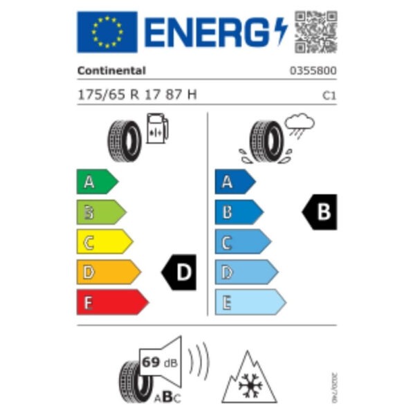 Continental WinterContact TS 870 175 65 R17 87H FR DB69 Reifenlabel