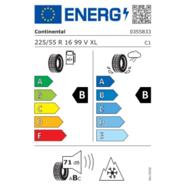 Continental WinterContact TS 870 P 225 55 R16 99V XL Reifenlabel