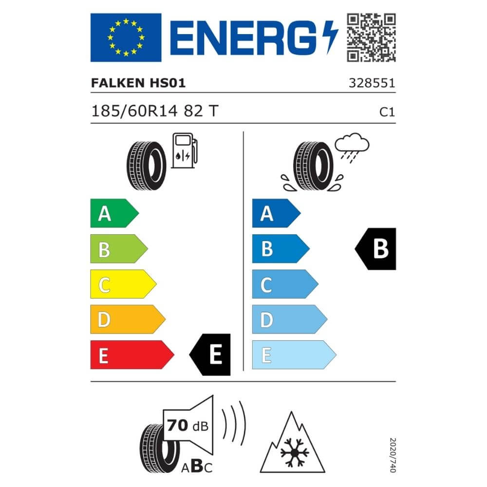 Falken Eurowinter HS01 185 60 R14 82T Reifenlabel Falken Eurowinter HS01 185 60 R14 82T Reifenlabel