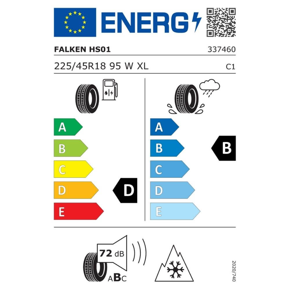 Falken Eurowinter HS01 225 45 R18 95W XL Reifenlabel Falken Eurowinter HS01 225 45 R18 95W XL Reifenlabel