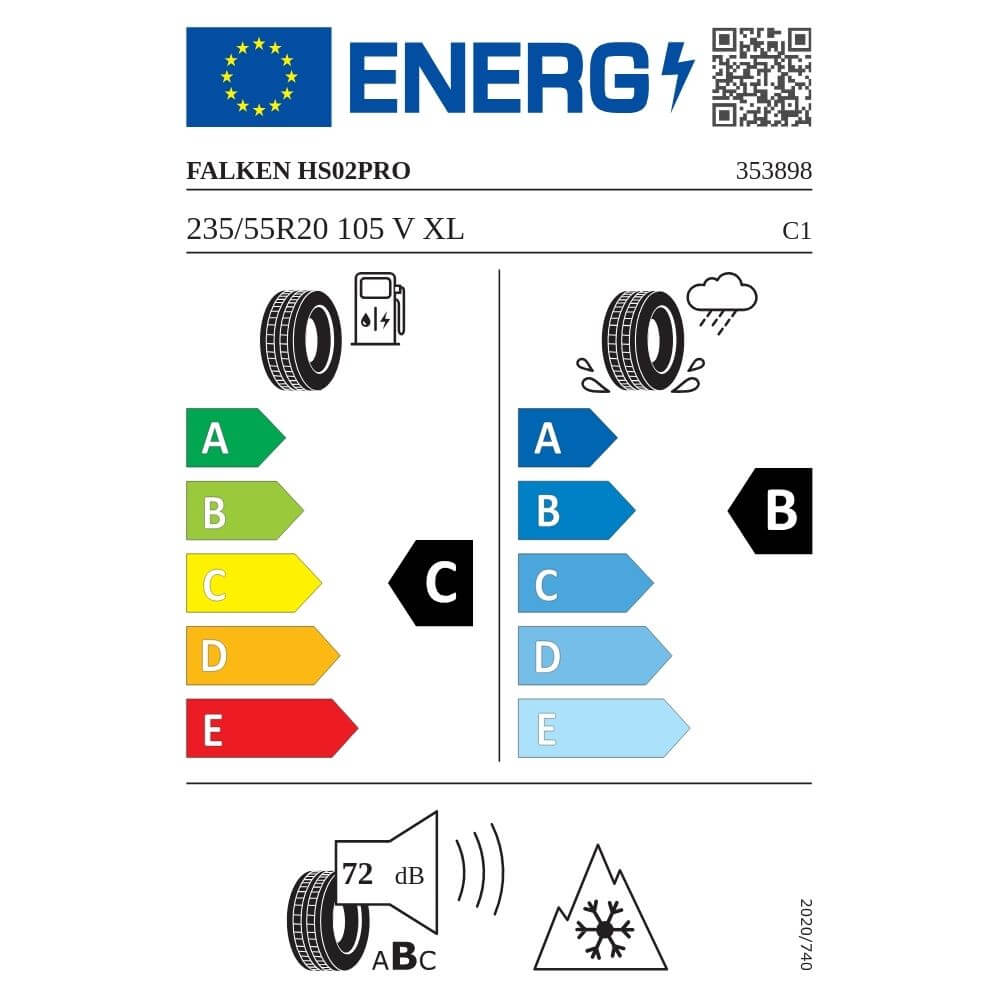 Falken Eurowinter HS02 Pro 235 55 R20 105V XL Reifenlabel Falken Eurowinter HS02 Pro 235 55 R20 105V XL Reifenlabel