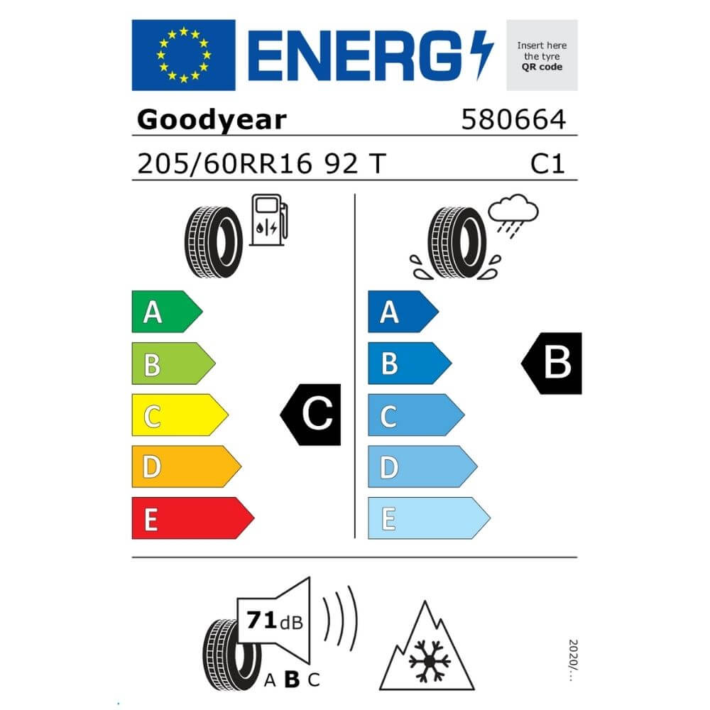 Goodyear UltraGrip Performance 3 205 60 R16 92T Reifenlabel Goodyear UltraGrip Performance 3 205 60 R16 92T Reifenlabel