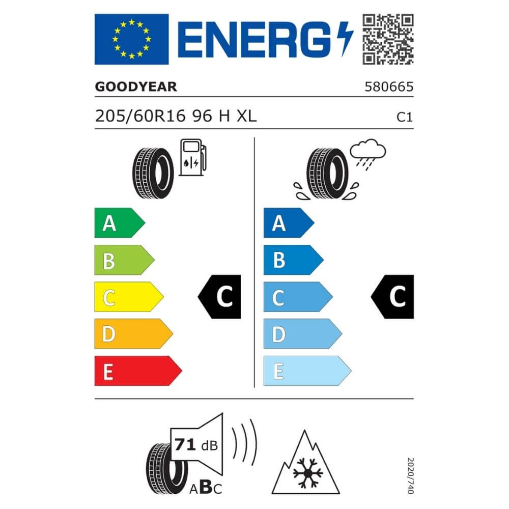 Goodyear UltraGrip Performance 3 205 60 R16 96H XL Reifenlabel Goodyear UltraGrip Performance 3 205 60 R16 96H XL Reifenlabel