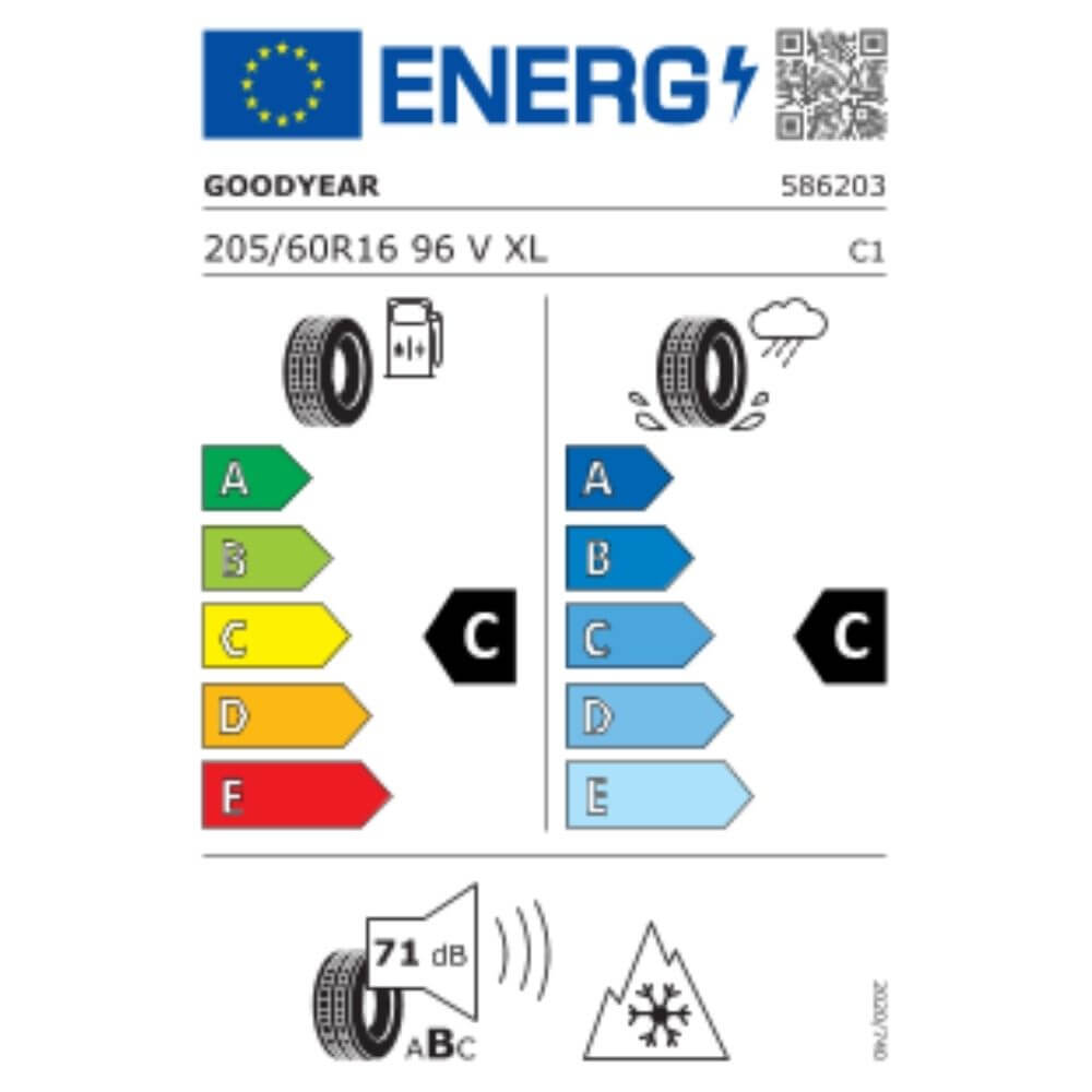 Goodyear UltraGrip Performance 3 205 60 R16 96V XL Reifenlabel Goodyear UltraGrip Performance 3 205 60 R16 96V XL Reifenlabel