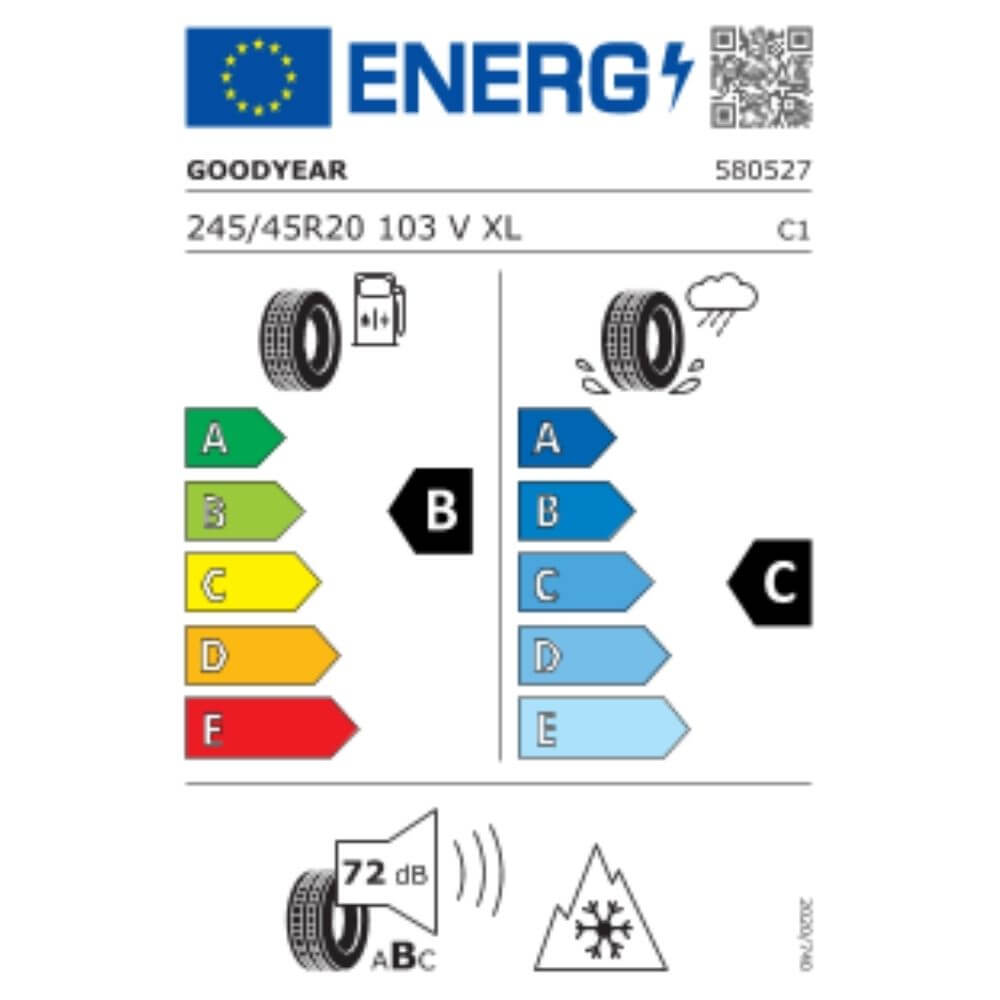 Goodyear UltraGrip Performance 3 245 45 R20 103V XL FP Reifenlabel Goodyear UltraGrip Performance 3 245 45 R20 103V XL FP Reifenlabel