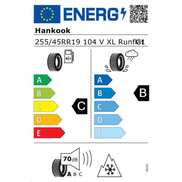 Hankook Winter Icept evo² 255 45 R19 104V XL CB70 Reifenlabel