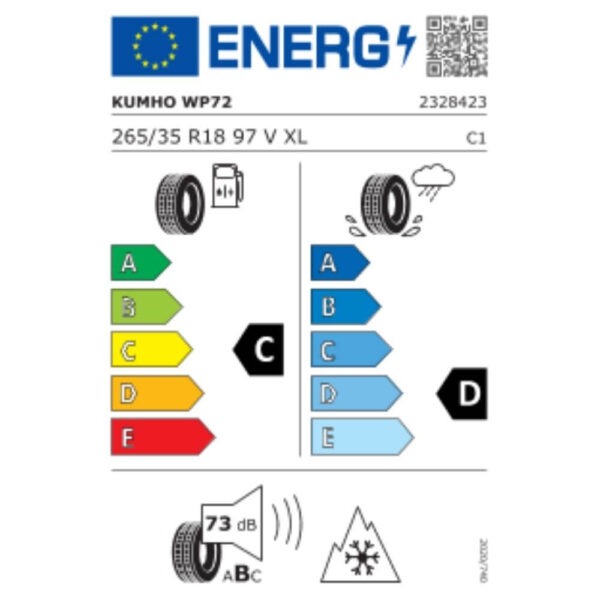 Kumho WinterCraft WP72 265 35 R18 97V XL Reifenlabel