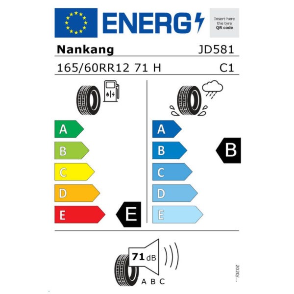 Nankang Sportnex AR-1 165 60R12 71H Reifenlabel