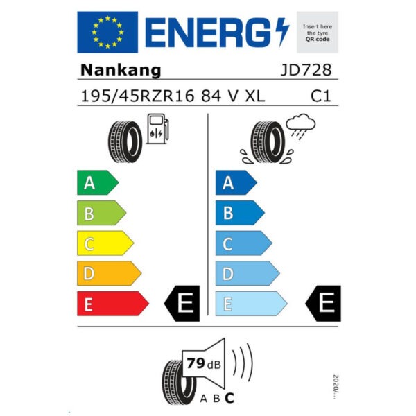 Nankang Sportnex AR-1 195 45 R16 84V XL Reifenlabel