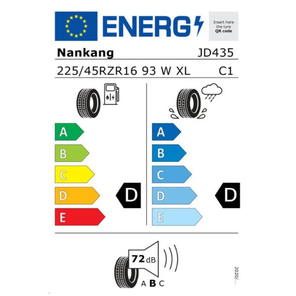 Nankang Sportnex AR-1 225 45 ZR16 93W XL Reifenlabel