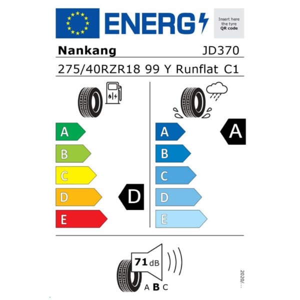 Nankang Sportnex AS-2+ 275 40 R18 99Y runflat Reifenlabel