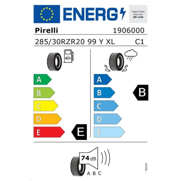 Pirelli P Zero 285 30 ZR20 99Y XL (J) Reifenlabel