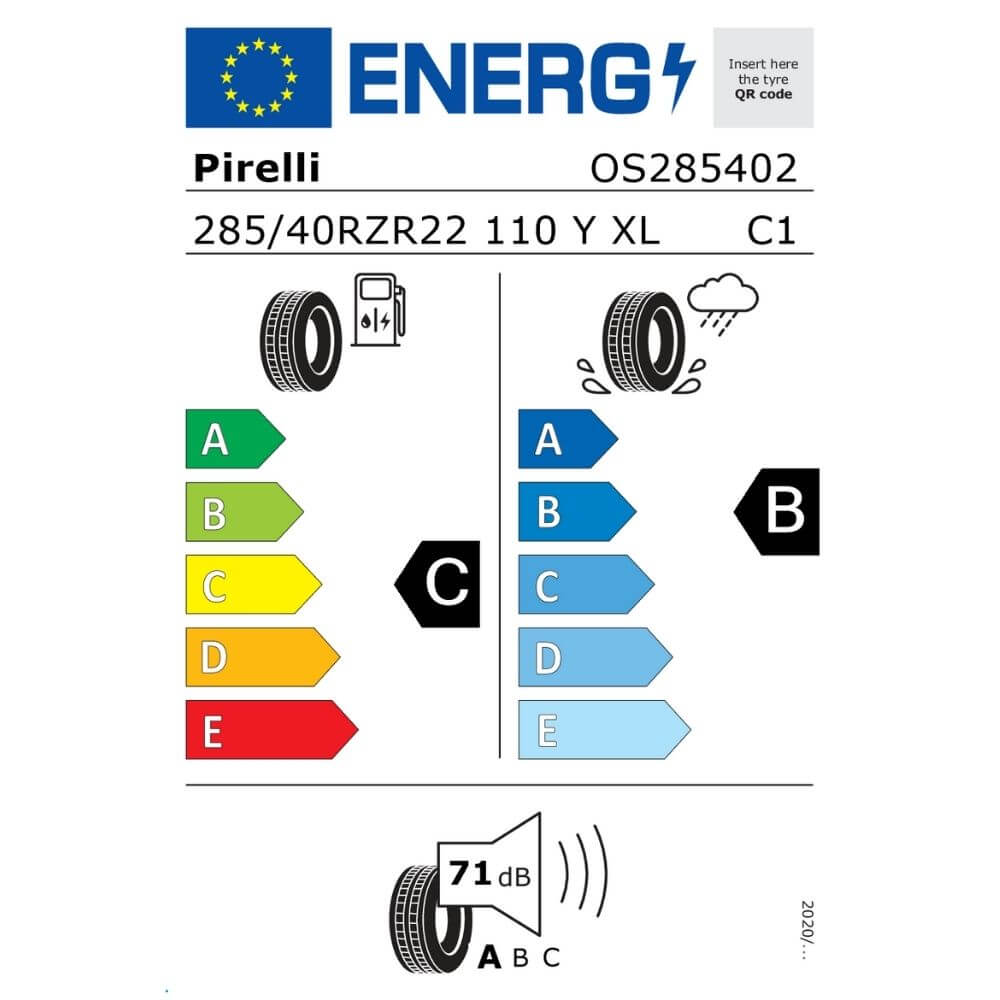 Pirelli P Zero 285 40 ZR22 110Y XL B Reifenlabel Pirelli P Zero 285 40 ZR22 110Y XL (B) Reifenlabel