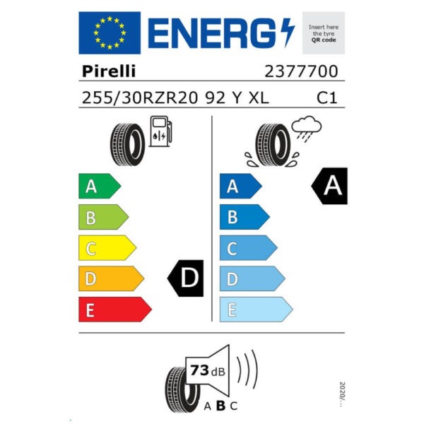 Pirelli P Zero Corsa System 255 30 ZR20 92Y XL L CORSA ASIMMETRICO 2 Reifenlabel