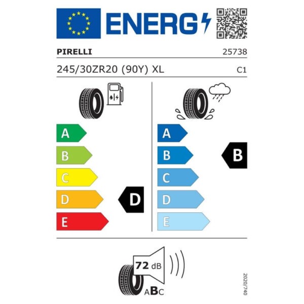 Pirelli P Zero Trofeo R 245 30 ZR20 XL 90Y (L) Reifenlabel