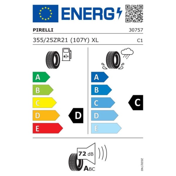 Pirelli P Zero Trofeo R 355 25 ZR21 XL 107Y (HP) Reifenlabel