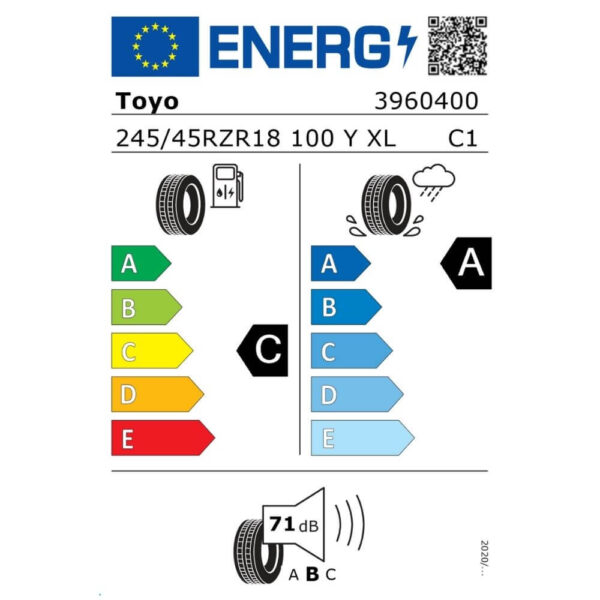 Toyo Proxes Sport 245 45 ZR18 100Y XL Reifenlabel