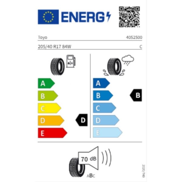 Toyo Proxes TR1 205 40 R17 84W XL Reifenlabel