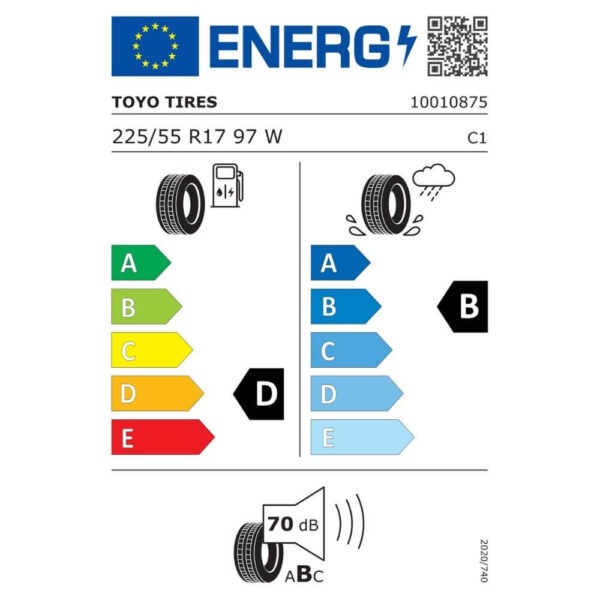 Toyo Proxes TR1 225 55 R17 97W Reifenlabel