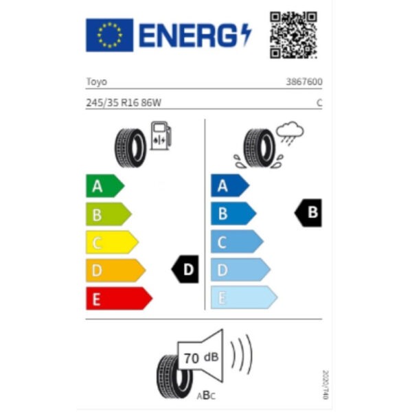 Toyo Proxes TR1 245 35 R16 86W Reifenlabel