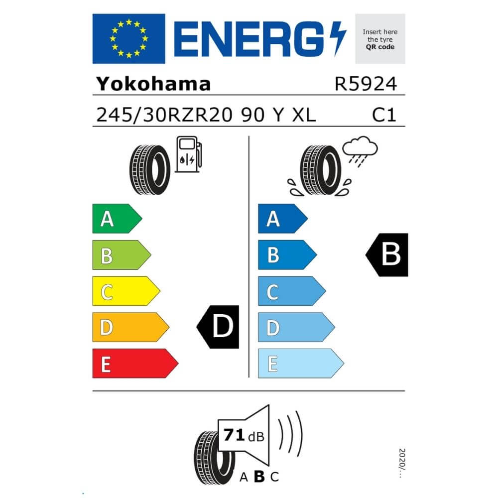 Yokohama Advan A052 245 30 ZR20 90Y Reifenlabel Yokohama Advan A052 245 30 ZR20 90Y Reifenlabel
