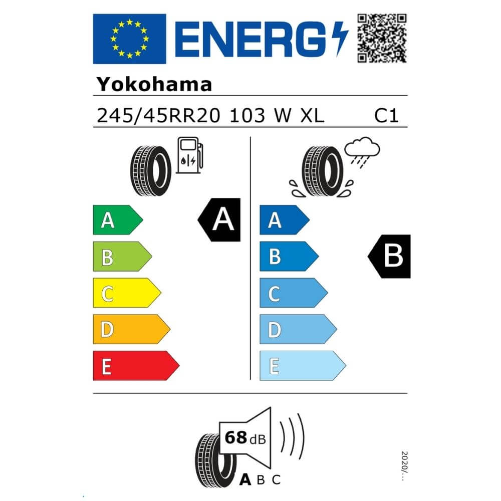 Yokohama Advan Sport V107 245 45 R20 103W Reifenlabel Yokohama Advan Sport V107 245 45 R20 103W Reifenlabel