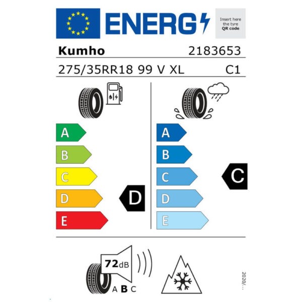 Kumho WinterCraft WP71 275 35 R18 99V XL DC72 Reifenlabel