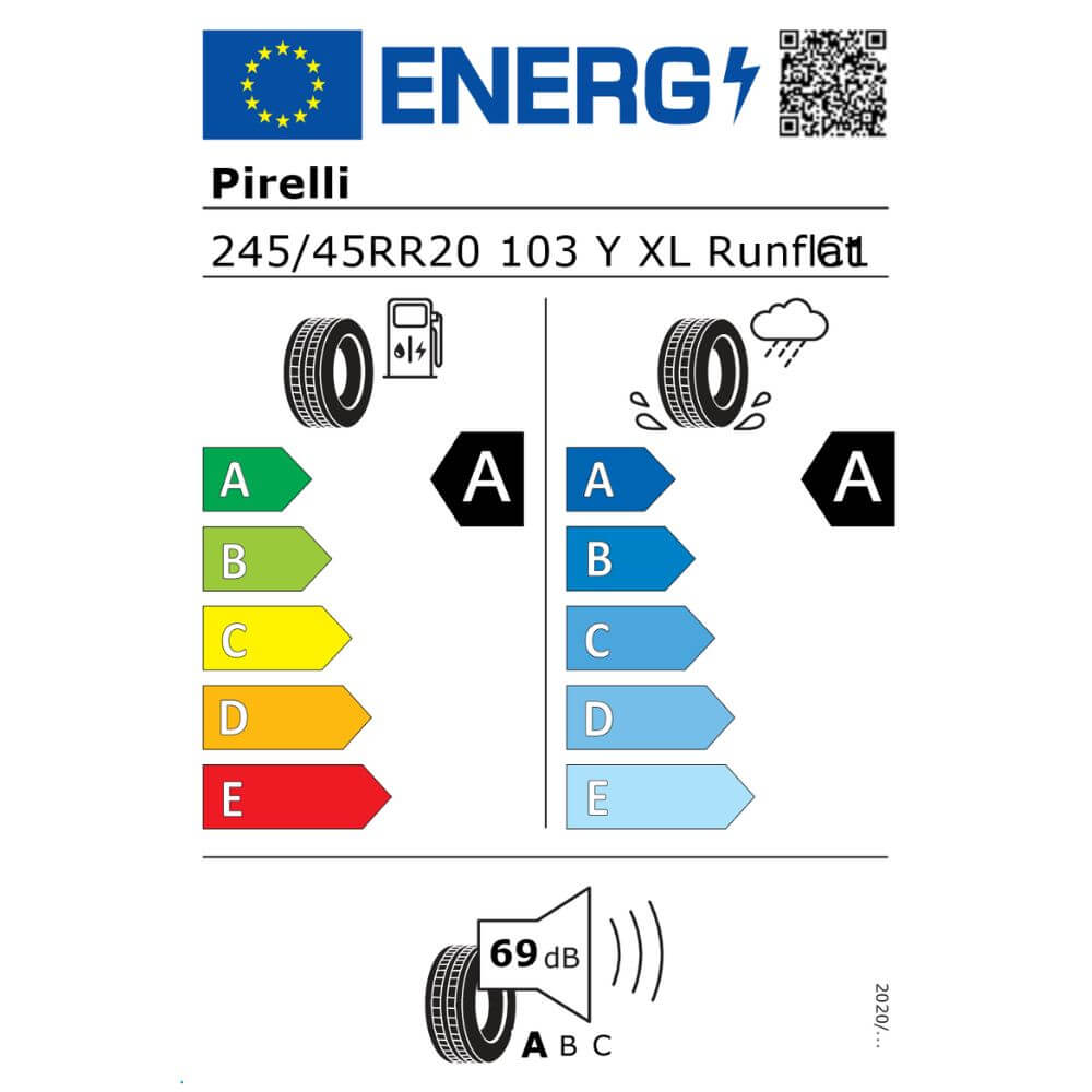 Pirelli PZERO E 245 45R20 103Y XL rnf Reifenlabel Pirelli PZERO E 245 45R20 103Y XL rnf Reifenlabel