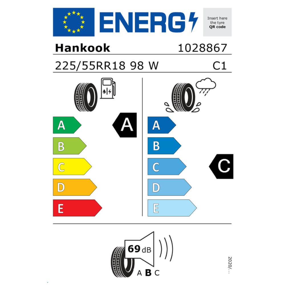 Hankook Ventus S1 evo3 EV 225 55R18 98W Reifenlabel Hankook Ventus S1 evo3 EV 225 55R18 98W Reifenlabel