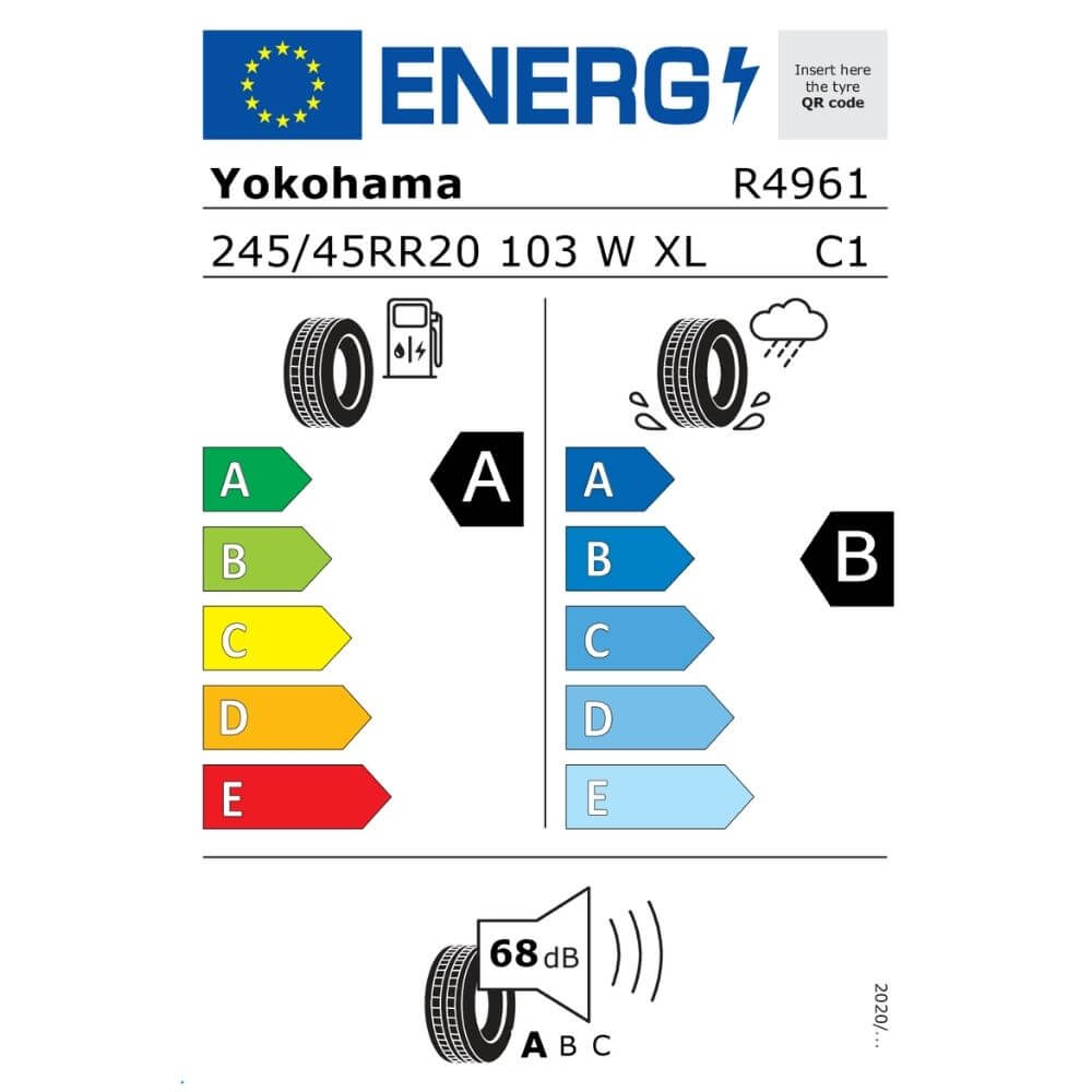 Yokohama Advan Sport V107 245 45R20 103W Reifenlabel Yokohama Advan Sport V107 245 45R20 103W Reifenlabel