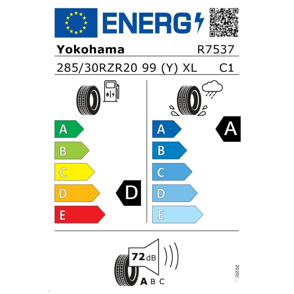 Yokohama Advan Sport V107 285 30ZR20 99Y Reifenlabel Yokohama Advan Sport V107 285 30ZR20 99Y Reifenlabel
